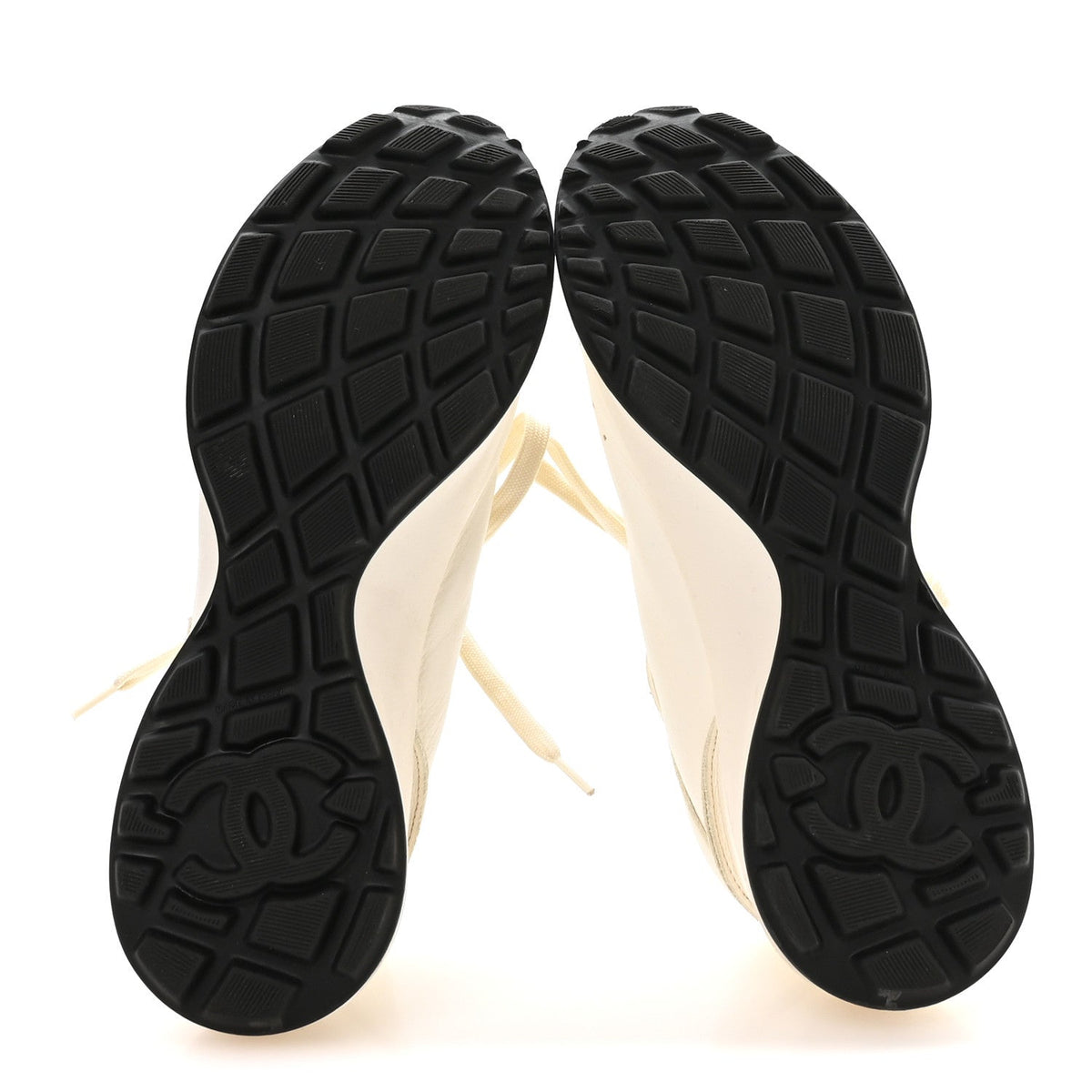 Chanel Calfskin Perforated Women's CC Sneakers 38 White