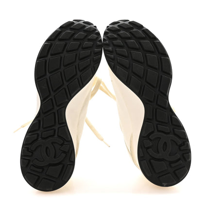 Chanel Calfskin Perforated Women's CC Sneakers 38 White