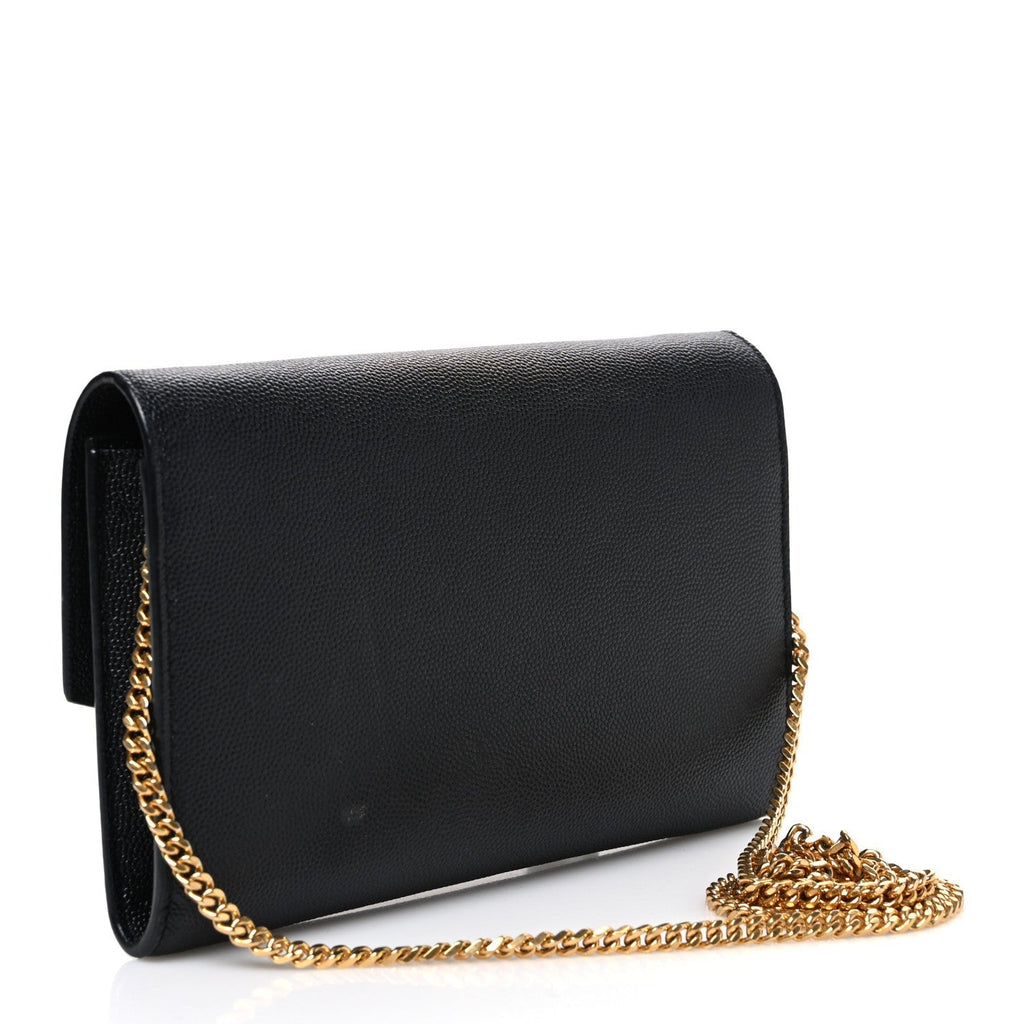 Saint Laurent Grain De Poudre Uptown Chain Wallet Black