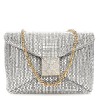 Valentino Garavani Crystal Suede Small One Stud Clutch Silver