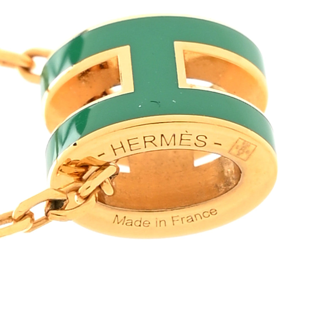 Lacquered Rose Gold Mini Pop H Pendant Necklace Malachite