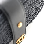 Chanel Straw Raffia Shoulder Bag Navy Blue