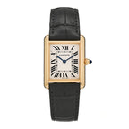 Cartier 18K Yellow Gold Alligator 26mm Tank Louis Quartz Watch