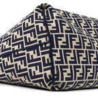 Fendi Pequin Vitello Reversible Large Shopping Tote Midnight Blue