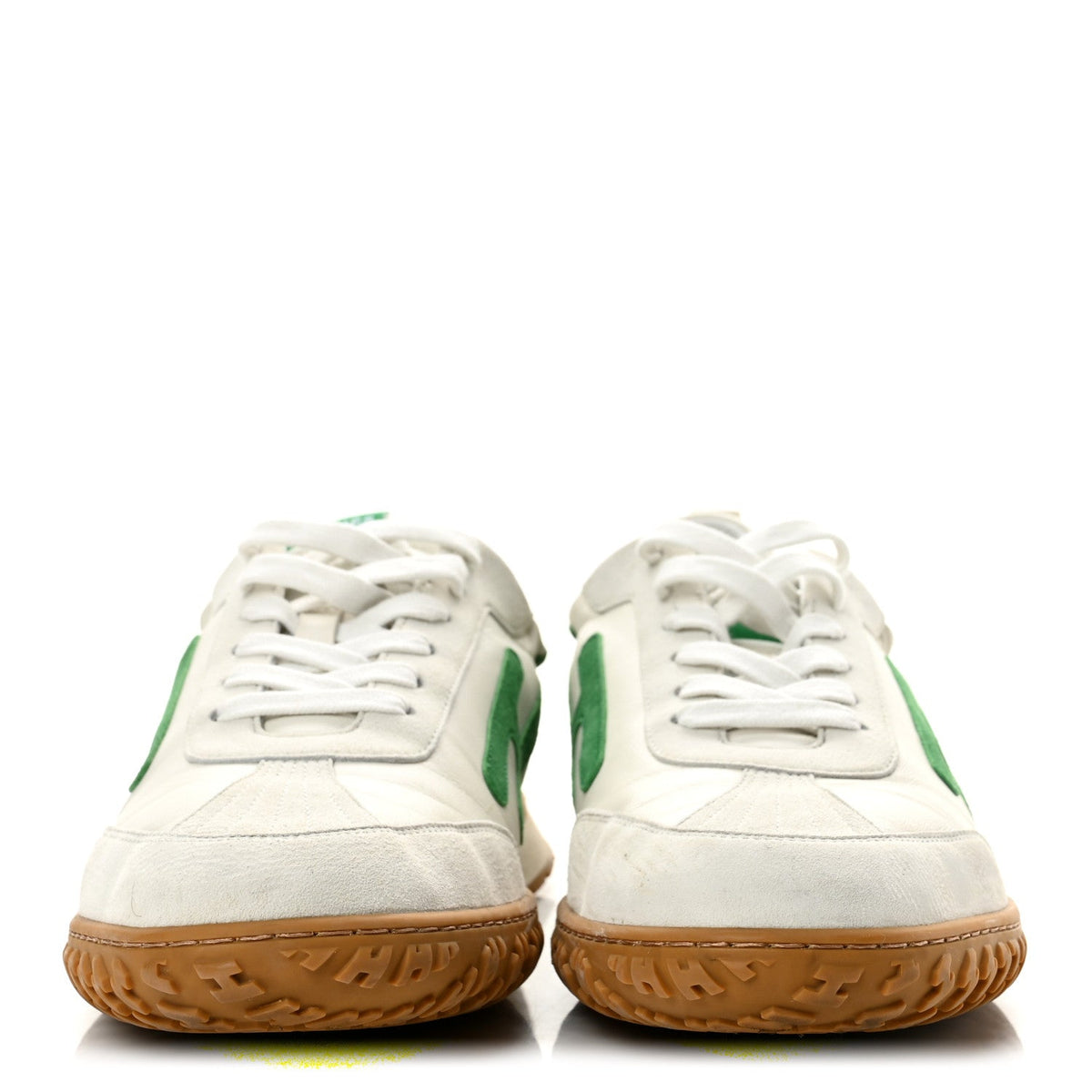 Hermes Nappa Suede Goatskin Jet Men's Sneakers White Vert Jungle