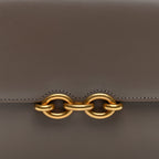 Saint Laurent Smooth Calfskin Le Maillon Satchel Greyish Brown