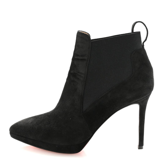 Christian Louboutin Suede Women's Crochinetta 100 Ankle Boots 38.5 Black