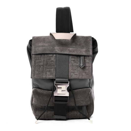 Small Suede Nylon Backpack - Tan