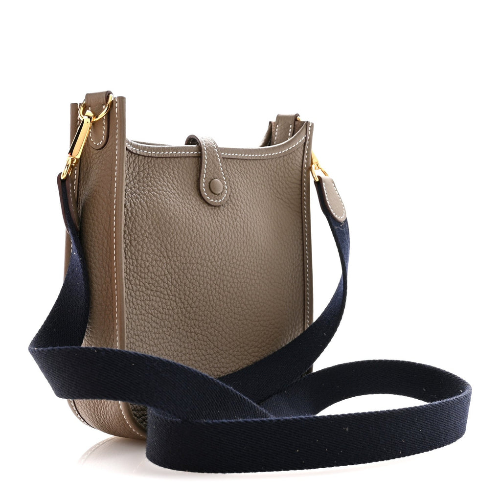 Hermes Taurillon Clemence Amazone Evelyne TPM Etoupe Bleu Indigo