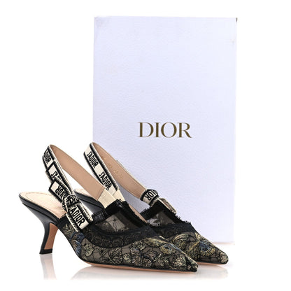 Christian Dior Mesh Women's Butterfly Embroidered J'Adior Pumps 36 Black