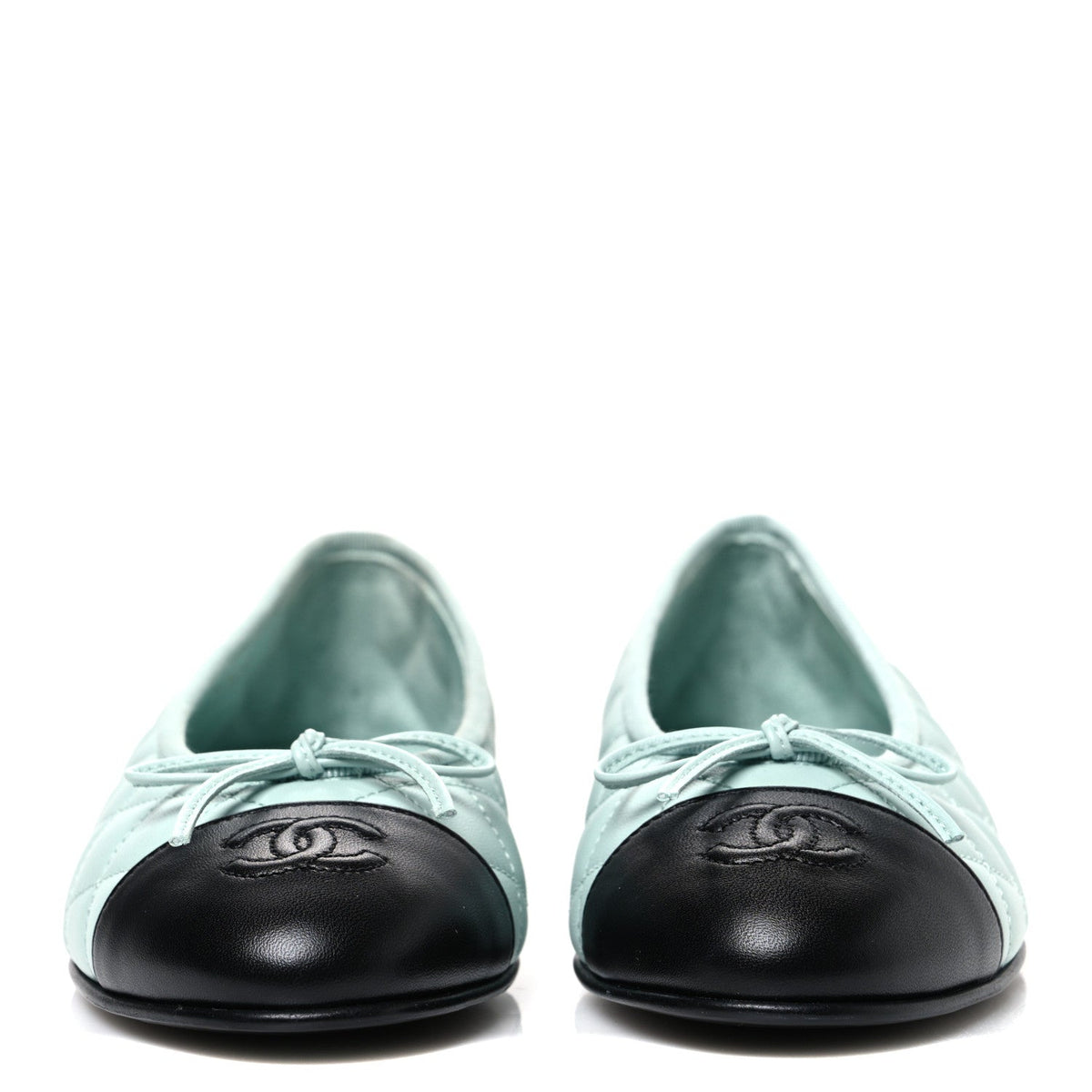 Chanel Quilted CC Cap Toe Women's Ballerina Flats Light Blue