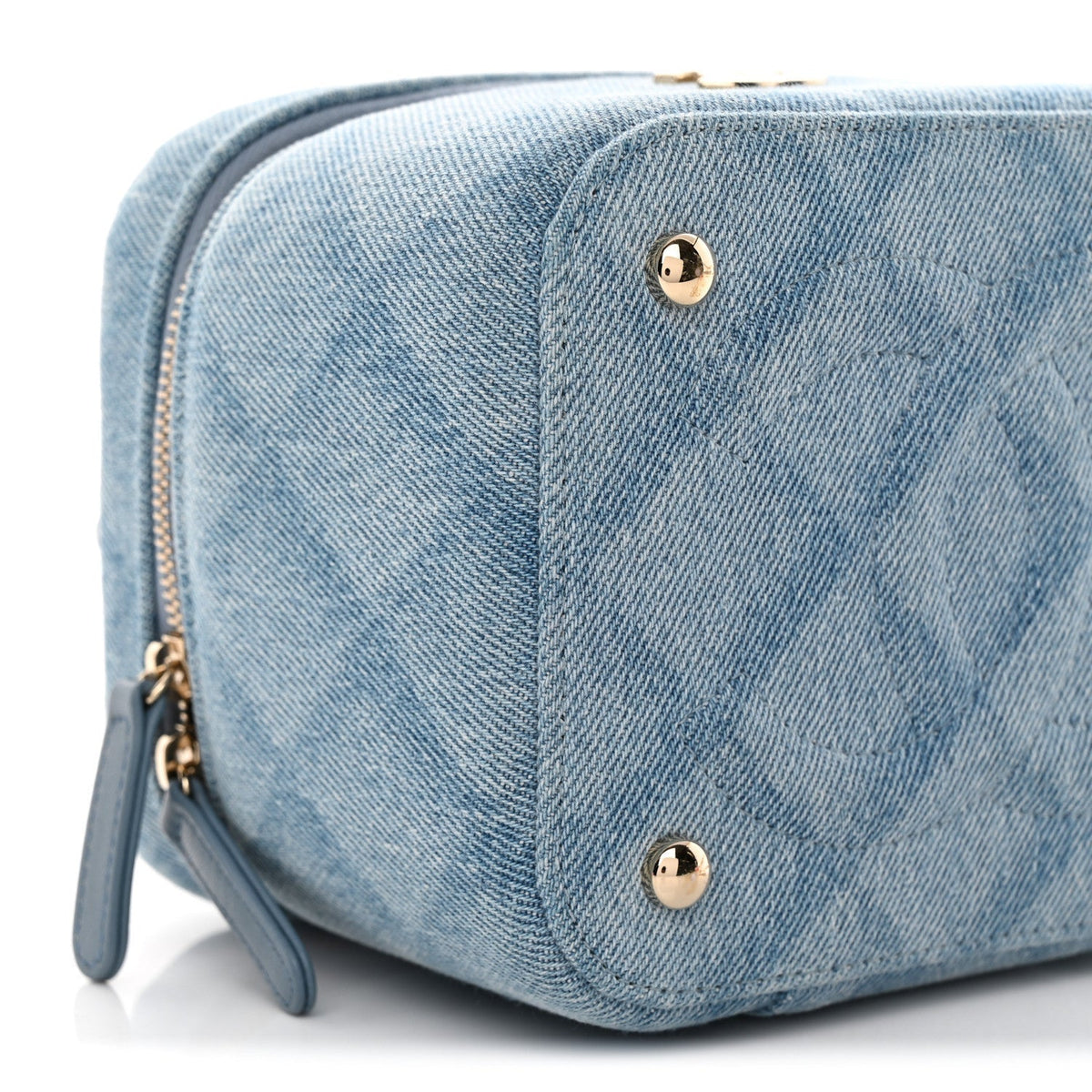 Chanel Denim Quilted Small CC Vanity Case Blue