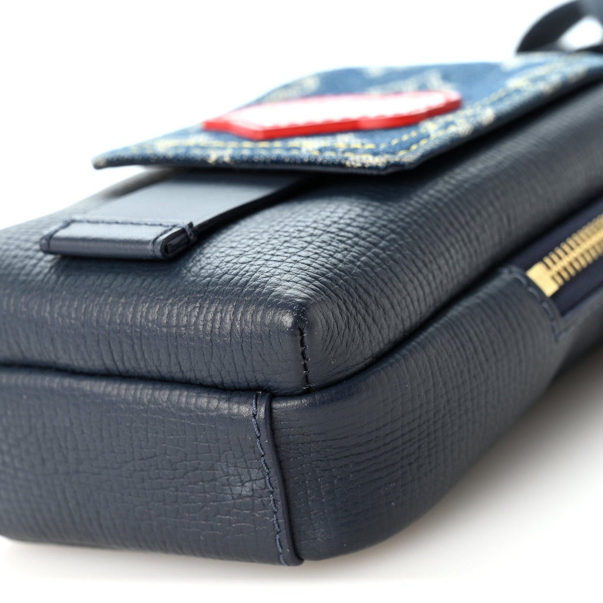 X Nigo Denim Monogram Flat Double Phone Pouch