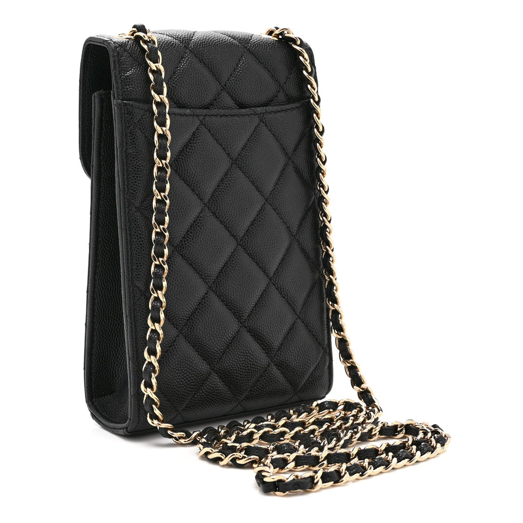 Chanel Caviar Quilted Classic Phone Holder Black