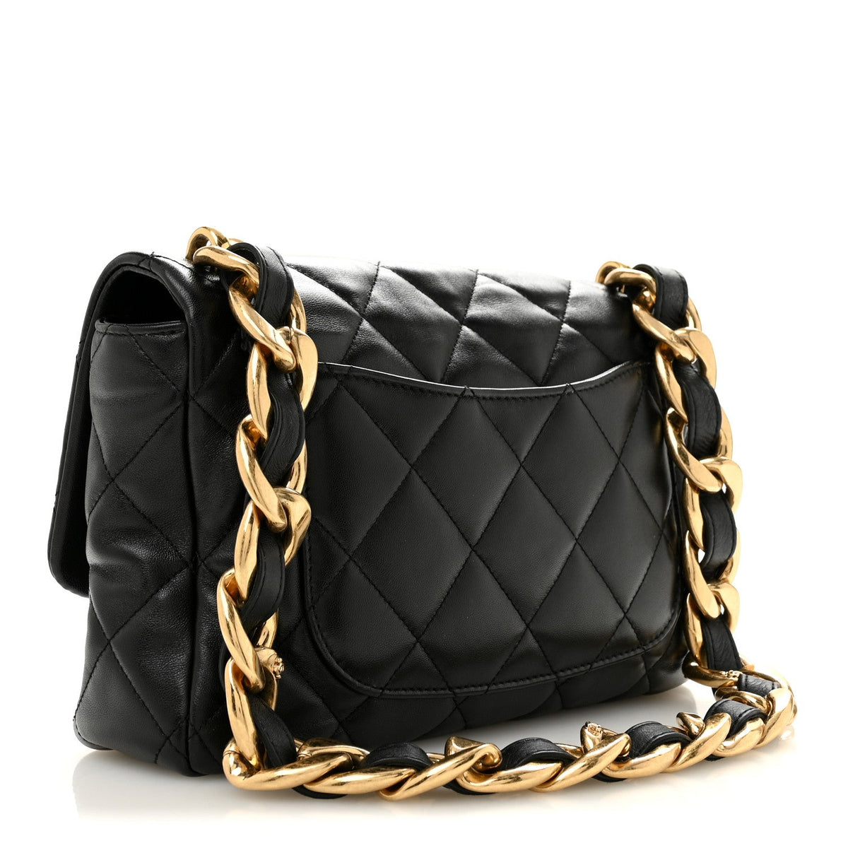 Large Quilted Lambskin Flap Shoulder Bag