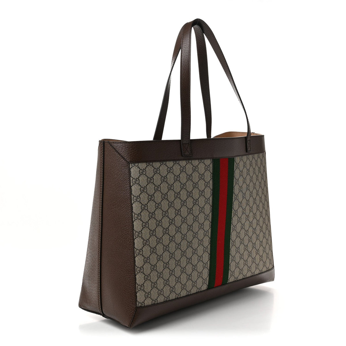 Gucci GG Supreme Monogram Web Ophidia Tote Brown