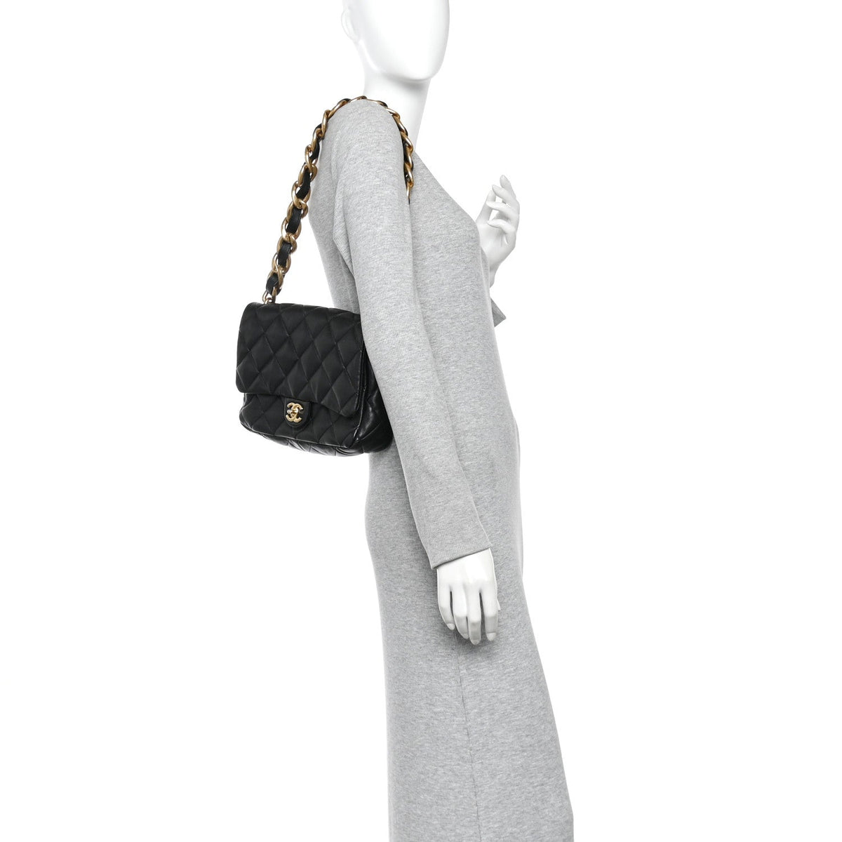 Large Quilted Lambskin Flap Shoulder Bag