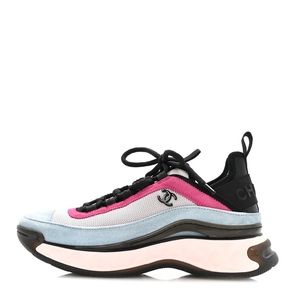 Fabric Suede CC Sneakers Light Grey Light Blue Fuchsia