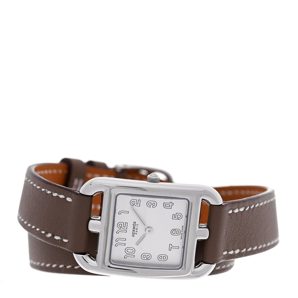 Hermes Stainless Steel Swift 23mm Cape Cod Double Tour Quartz Watch Etoupe