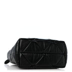 Prada Nappa Triangle Quilted Double Handled Zip Pocket Tote Black