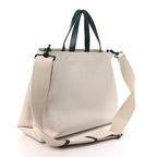 Valentino Garavani Canvas Calfskin VLogo Tote Natural Green