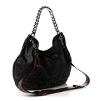 Chanel Calfskin Tweed Coco Pleats Hobo Bag Black Burgundy