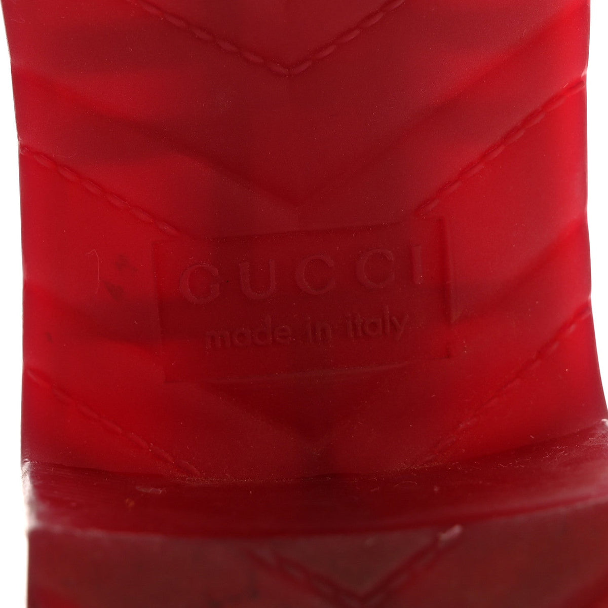 Gucci Rubber Logo Women's Platform Slide Sandals 38 Transparent Hibiscus Red