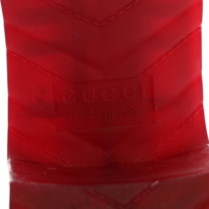 Gucci Rubber Logo Women's Platform Slide Sandals 38 Transparent Hibiscus Red
