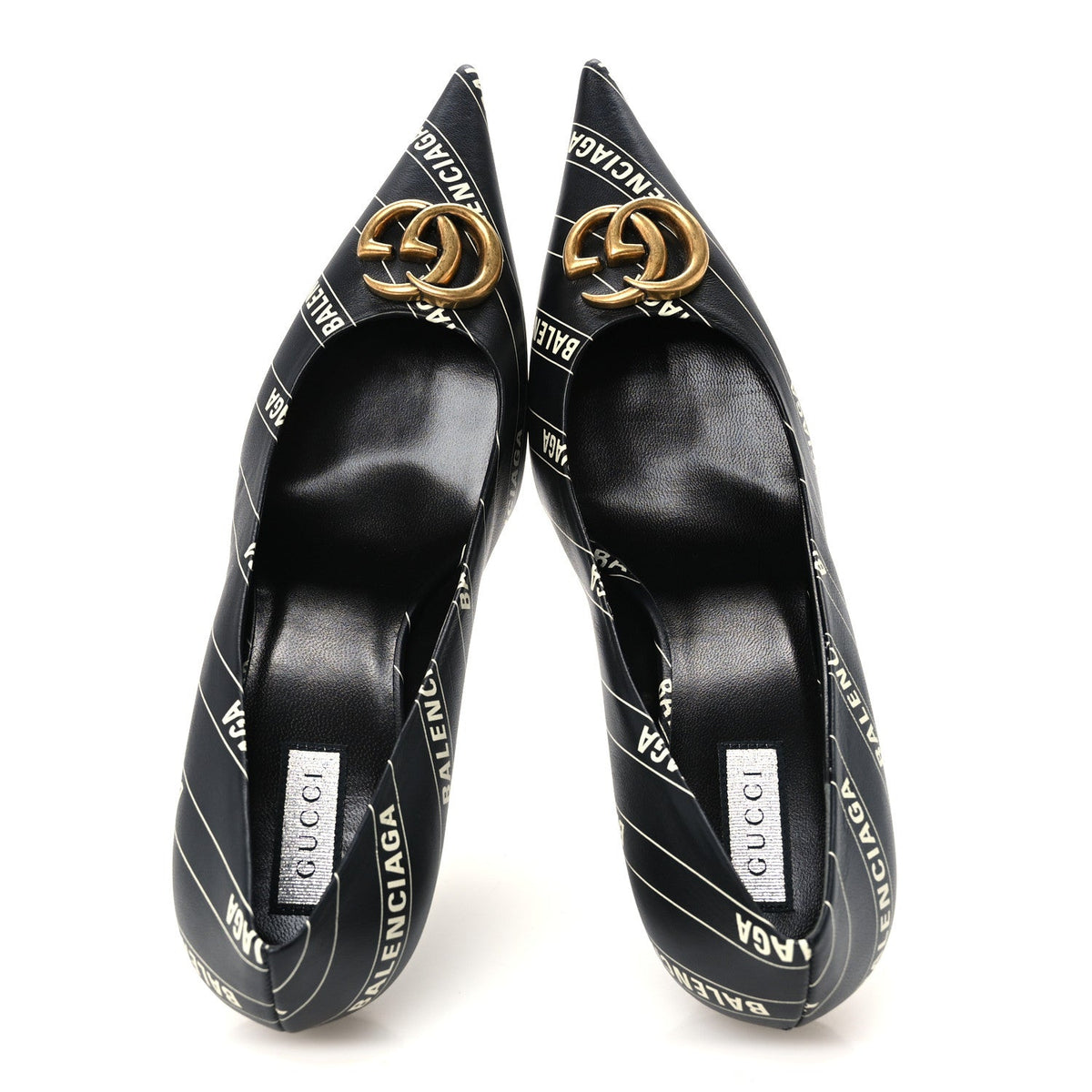 Balenciaga X Gucci Calfskin Women's Logo Knife 80mm Pumps 37.5 Black