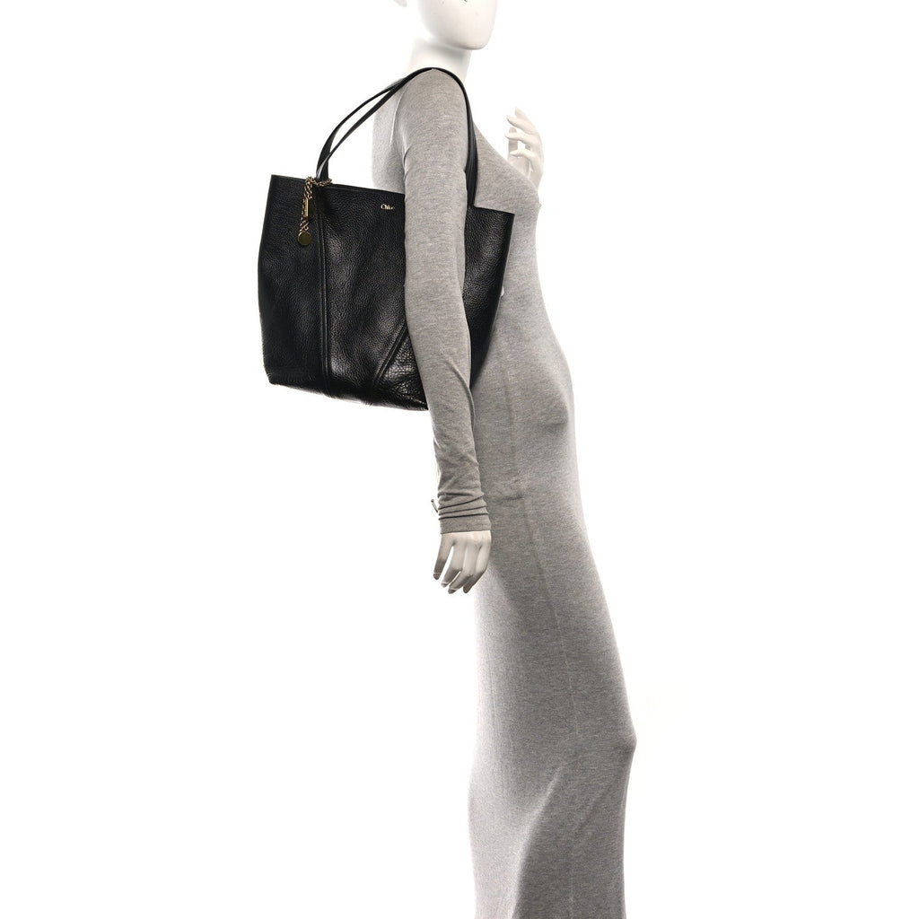 Chloe Grained Calfskin Medium Spin Tote Woodrose