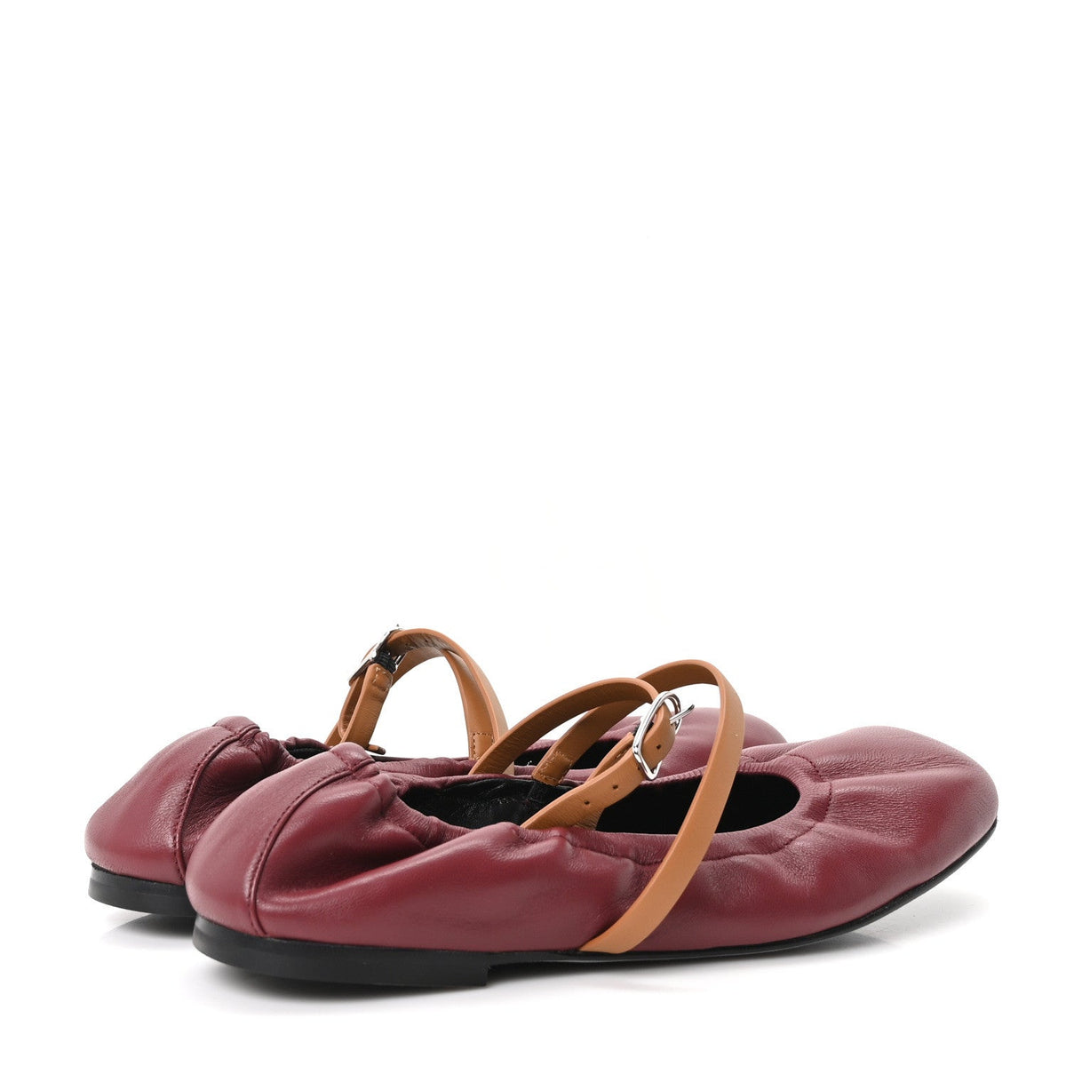 Hermes Nappa Women's Jolly Ballet Flats 38.5 Rouge H Naturel