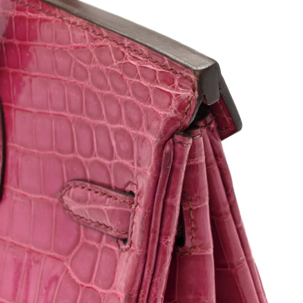 Shiny Niloticus Crocodile Birkin 25 Rose Handbag