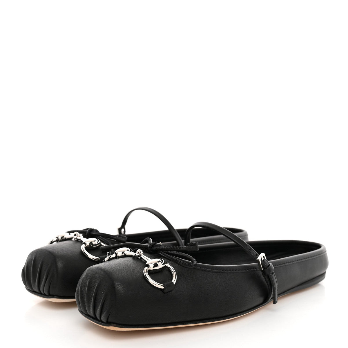 Gucci Calfskin Women's Horsebit Ballet Mules 37 Black