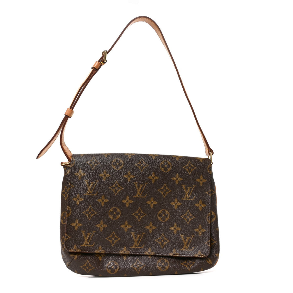 Louis Vuitton Monogram Musette Tango Shoulder Bag Brown