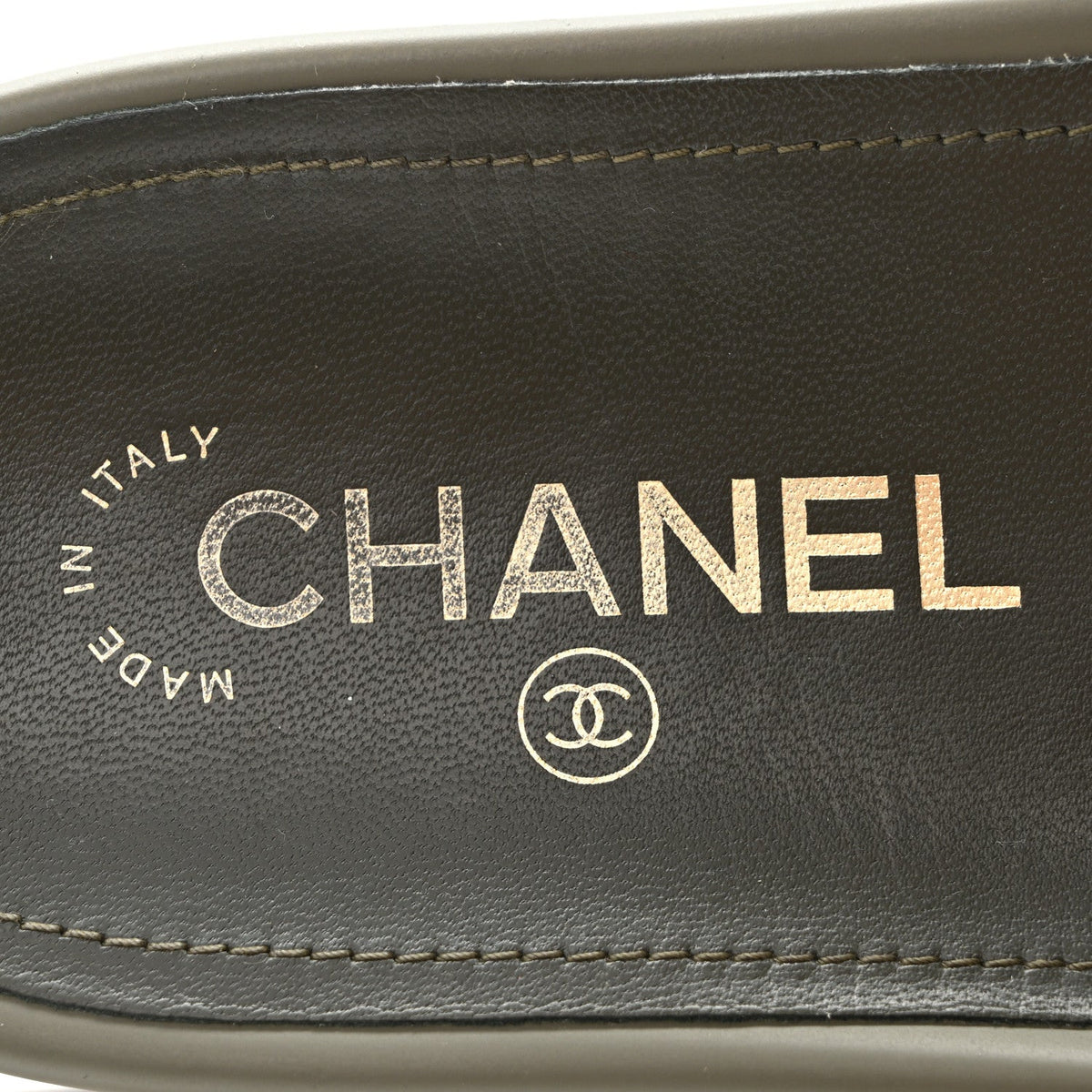 Chanel Canvas Women's Chain Flat Sandals 38 Khaki