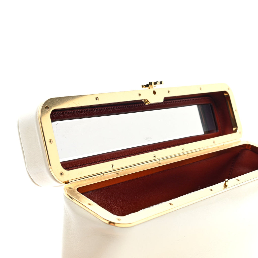 Celine Glossy Lambskin Vanity Frame Rectangle Bag Creamy White