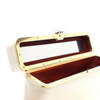 Celine Glossy Lambskin Vanity Frame Rectangle Bag Creamy White