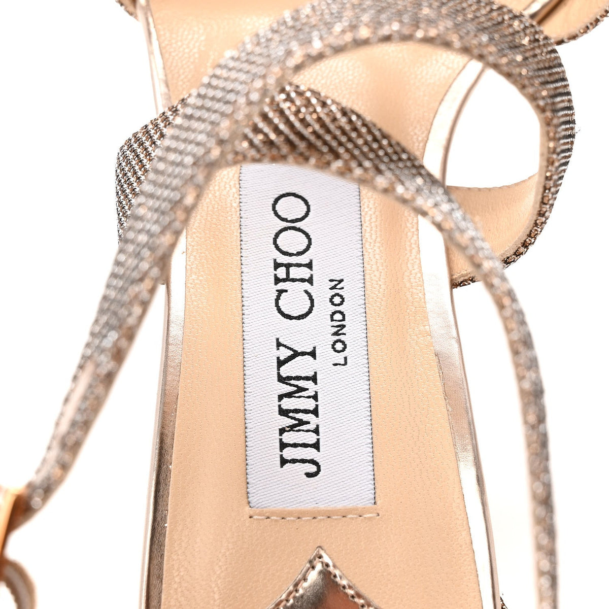 Jimmy Choo Lamé Glitter Women's Lottie Sandals 36.5 Macaroon