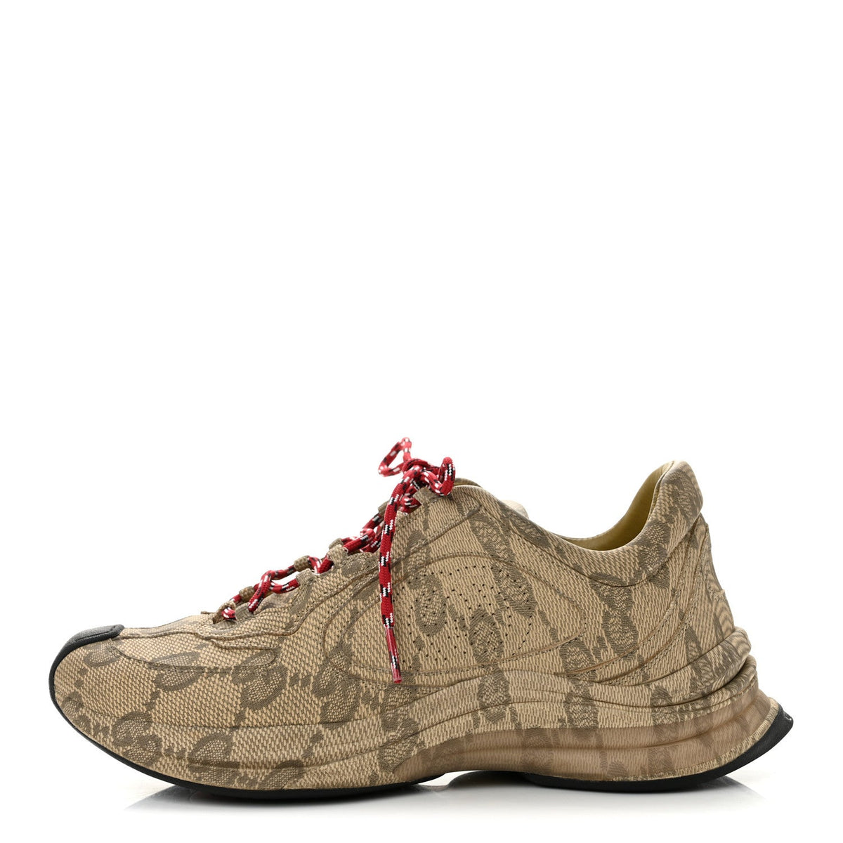 Ultralight Plume Calfskin Monogram Printed Run Sneakers 6.5 Beige Ebon