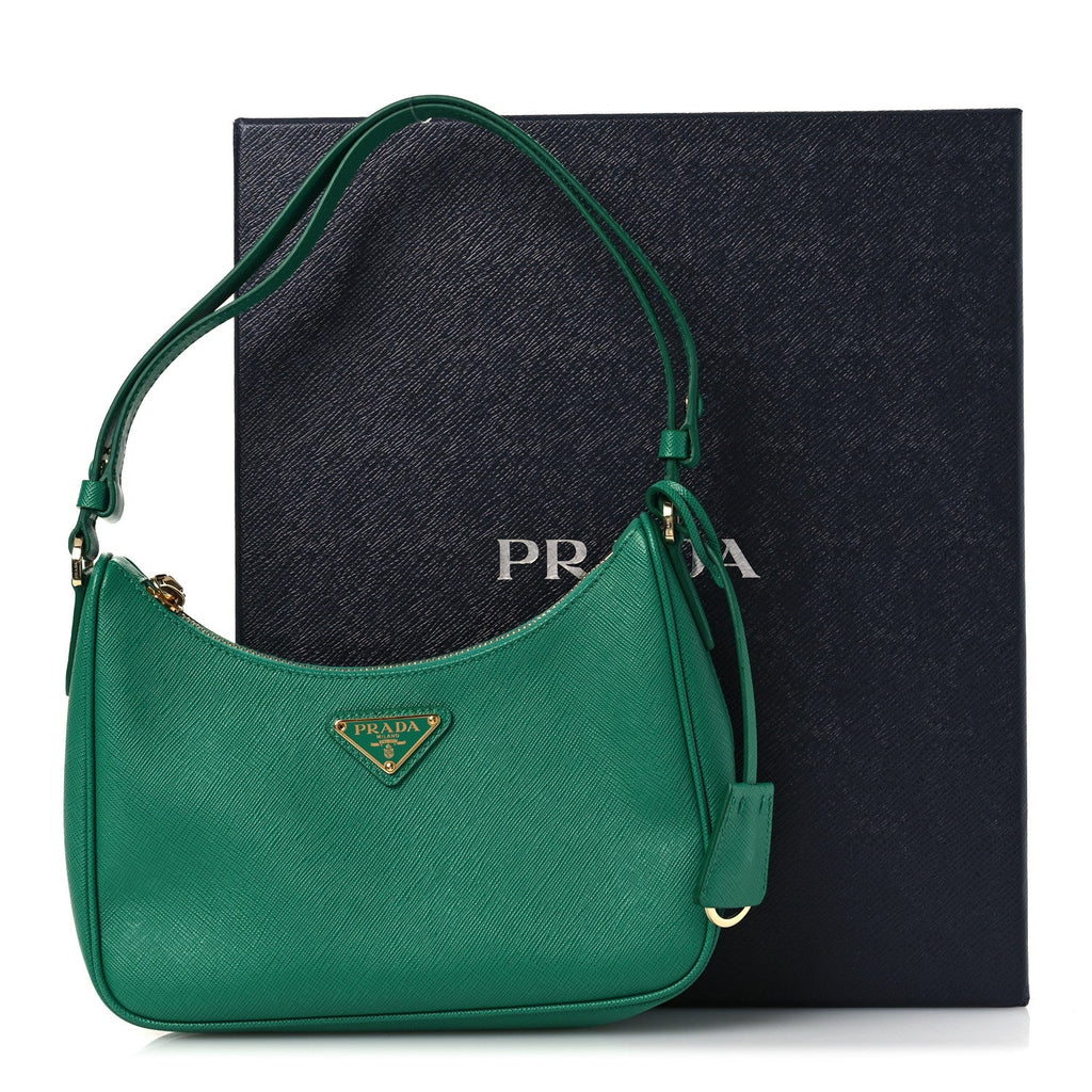 Prada Saffiano Lux Mini Re-Edition Shoulder Bag Mango