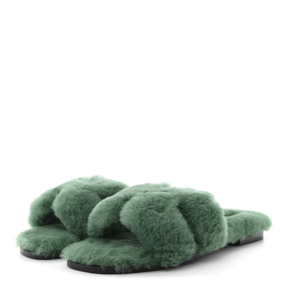 Hermes Woolskin Oran Women's Sandals Vert Anglais