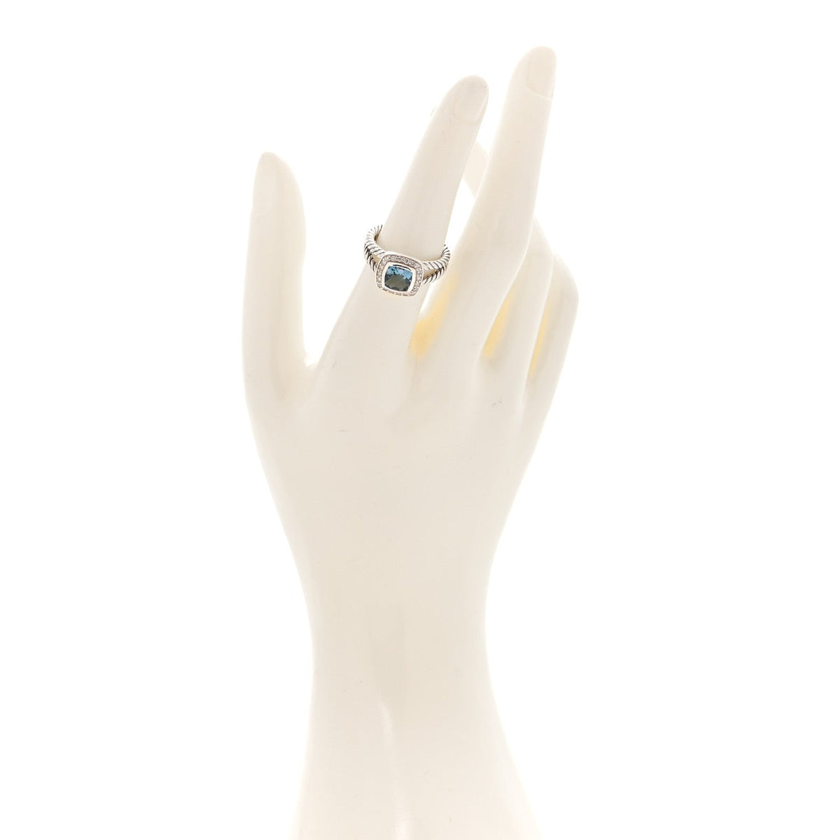 Sterling Silver Diamond Blue Topaz 7mm Petite Albion Ring 54 7
