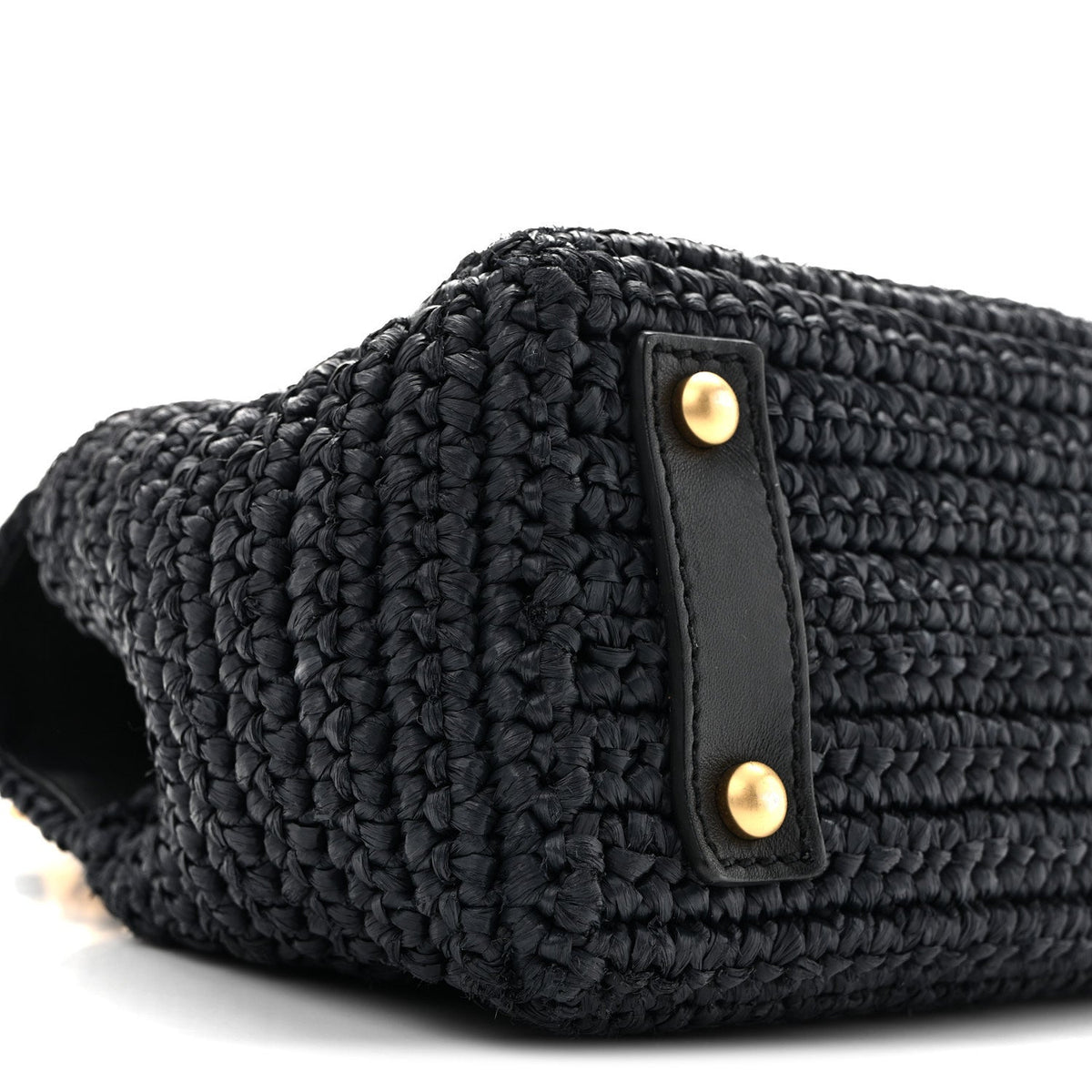 Chanel Straw Raffia Shoulder Bag Navy Blue