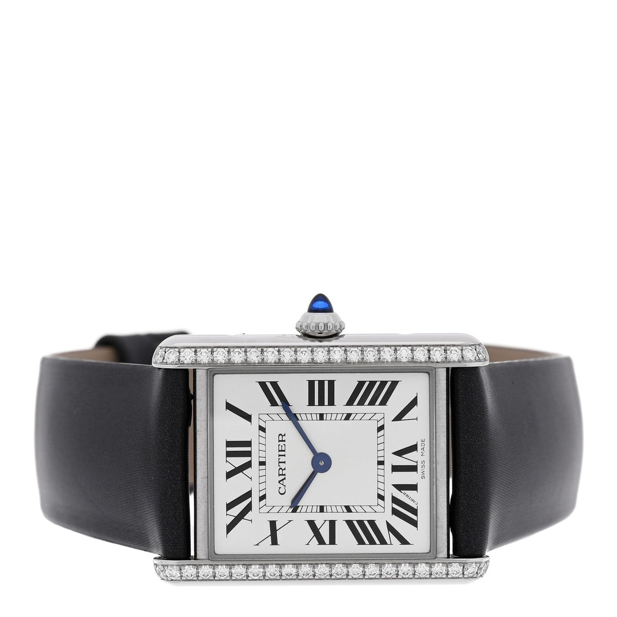 Cartier Stainless Steel Satin Diamond Women's 25mm Tank Watch