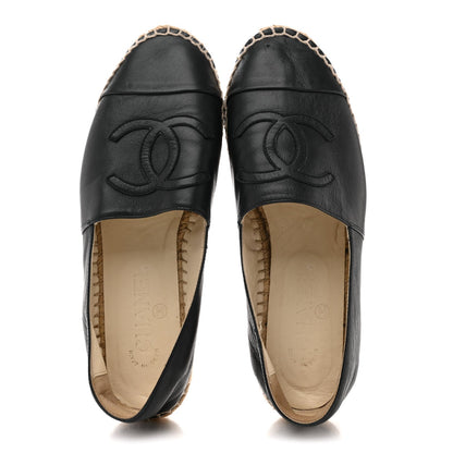 Chanel Lambskin Women's CC Espadrilles 38 Dark Navy