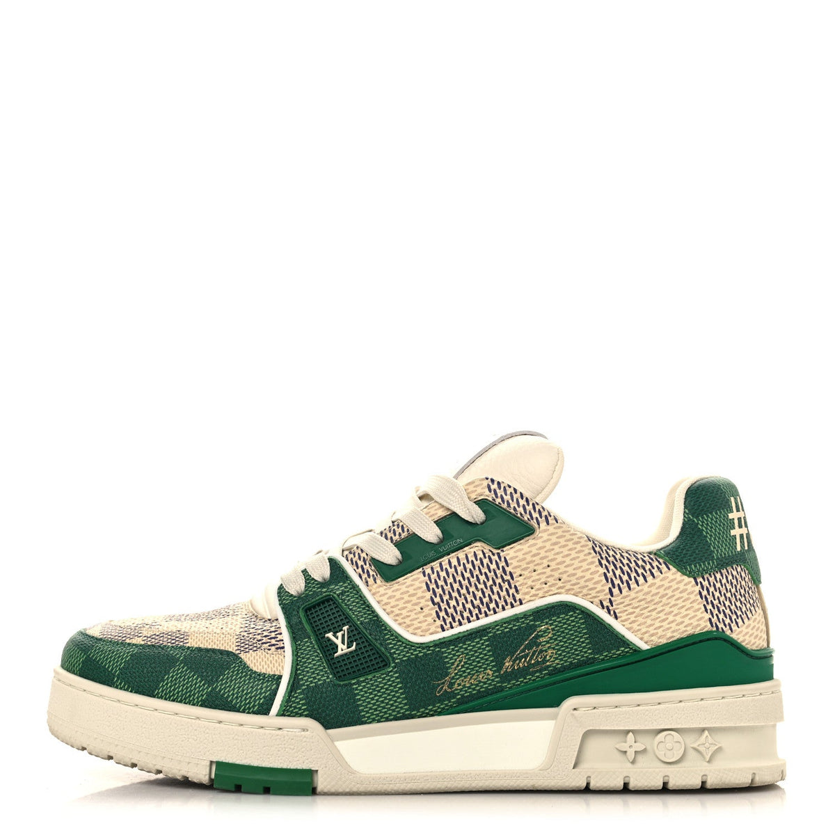 Damier Grained Calfskin Monogram LV Trainer Sneakers 4 Green