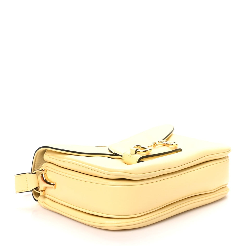 Gucci Calfskin Horsebit 1955 Aura Small Shoulder Bag Daylight Yellow