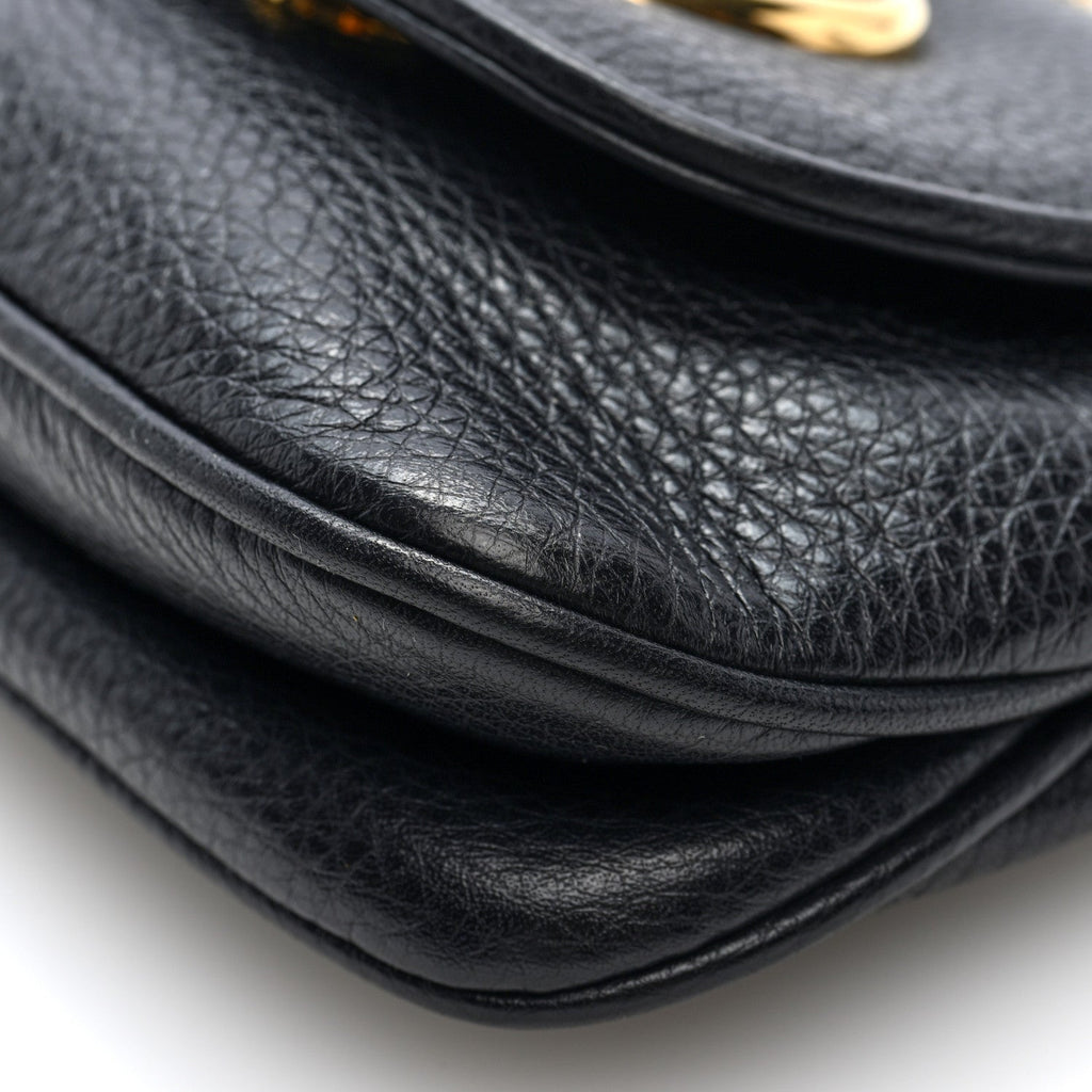 Gucci Pebbled Calfskin Small 1973 Chain Shoulder Bag Black