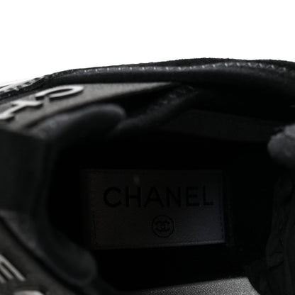 Chanel Velvet Calfskin Mixed Fibers Men's CC Sneakers 41 Black