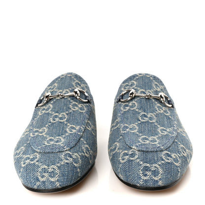 Gucci Denim GG Malaga Kid Women's Princetown Slippers 36.5 Light Blue Royale